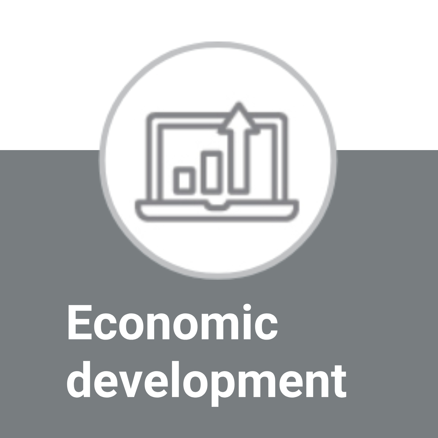 Icon representing the QNV pillar of Economic Development with growth chart and bars