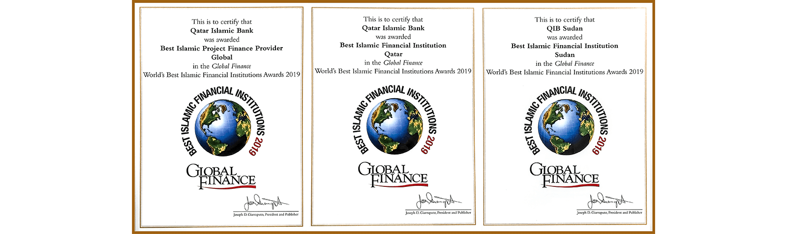 Banner announcing receipt of three finance awards at annual meetings.