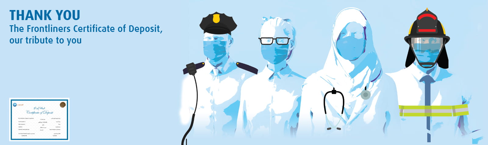 Web banner presenting pandemic frontline appreciation message.