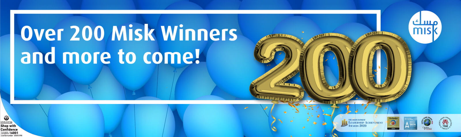 Homepage banner announcing 200 campaign winners
