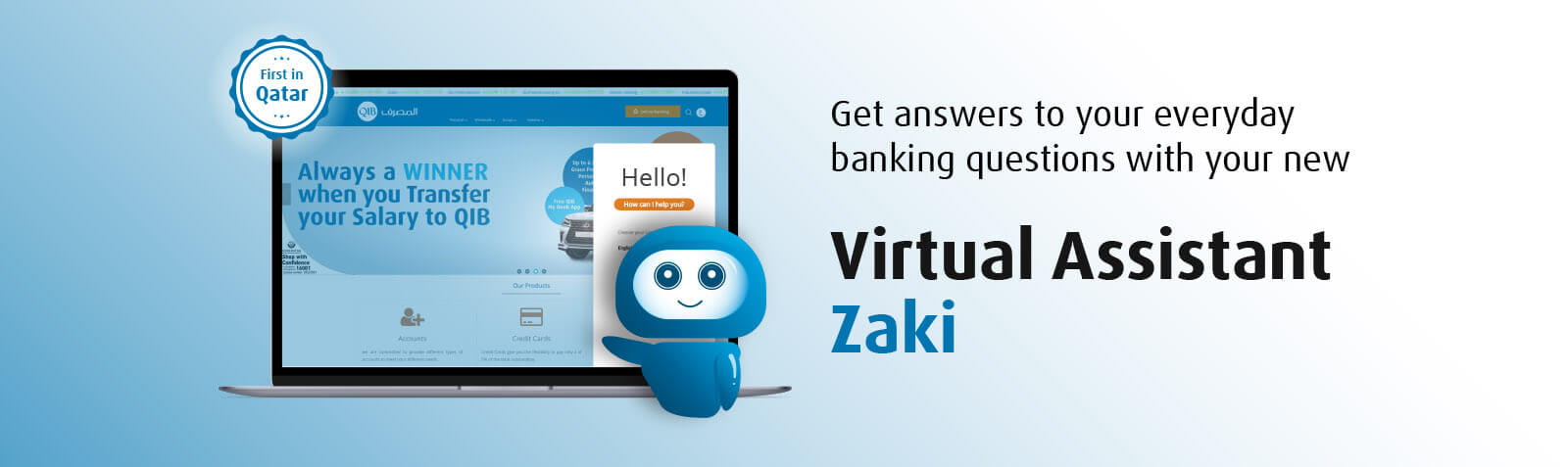 Banner promoting virtual assistant service with brief capability overview