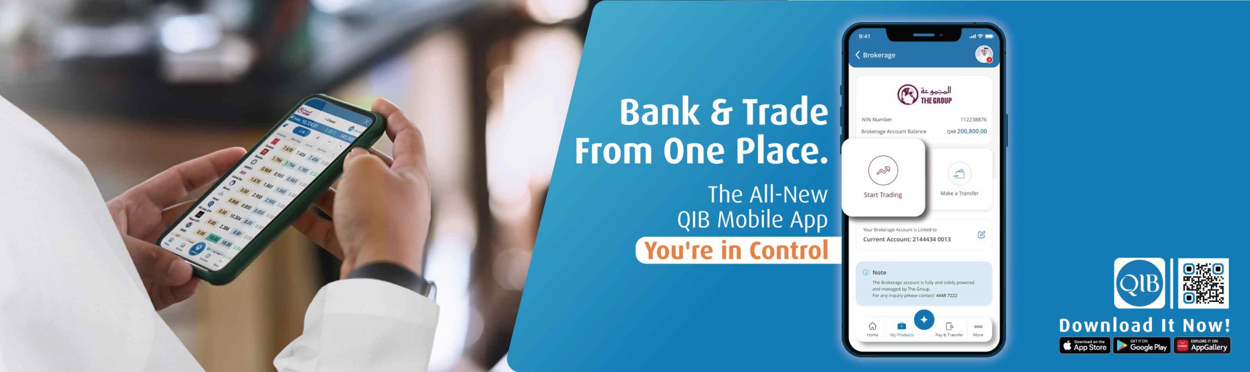 Banner promoting mobile banking app features and access