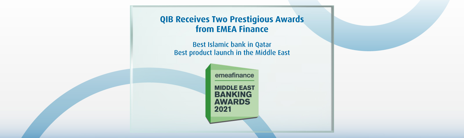 Banner announcing two international banking awards with award titles and year