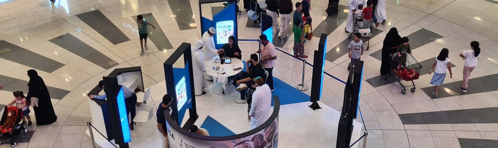 Home banner showing mall activation promotional setup.