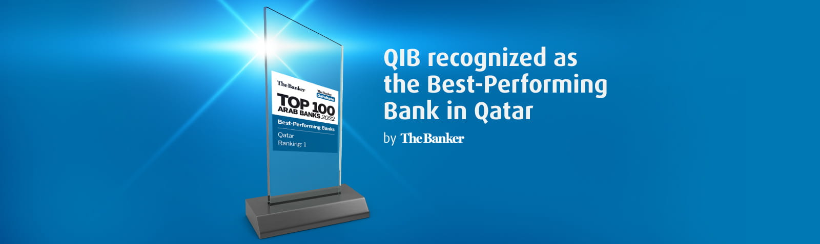 Home banner announcing best performing bank ranking with position.