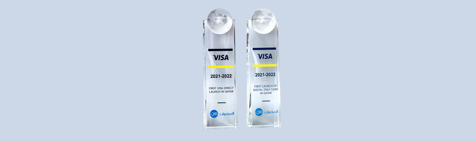 Home banner highlighting Visa award achievements with titles.