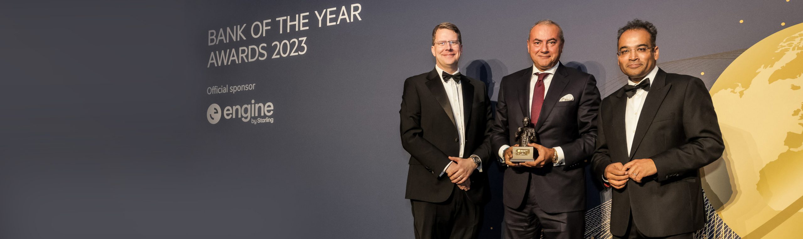 Home banner showing CEO receiving banking award