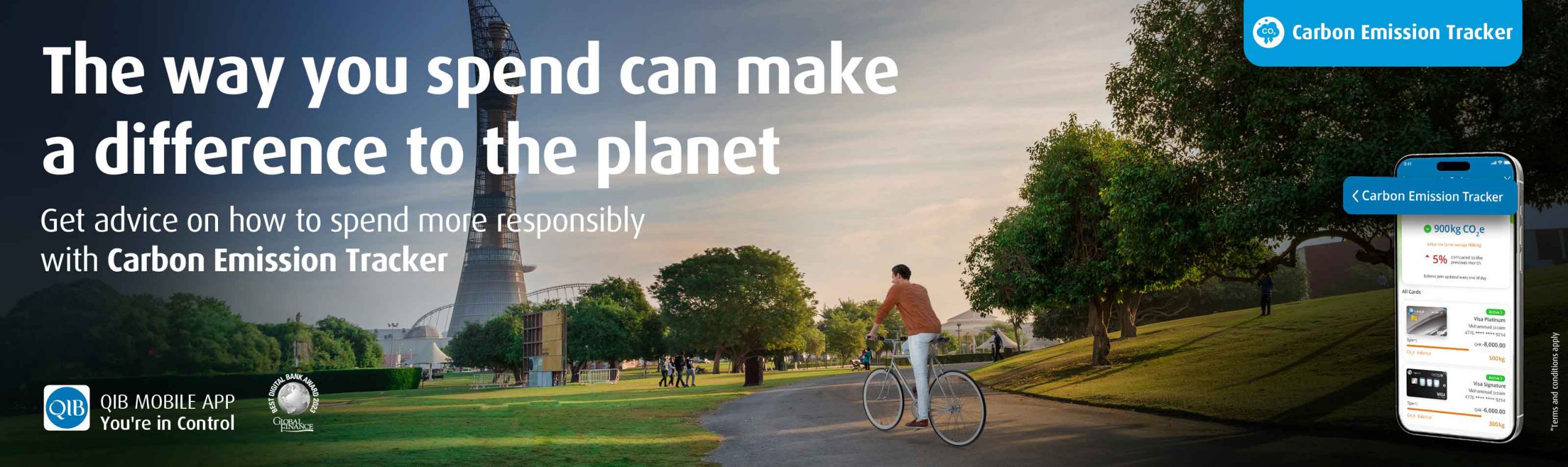 Home banner promoting carbon emission tracker feature