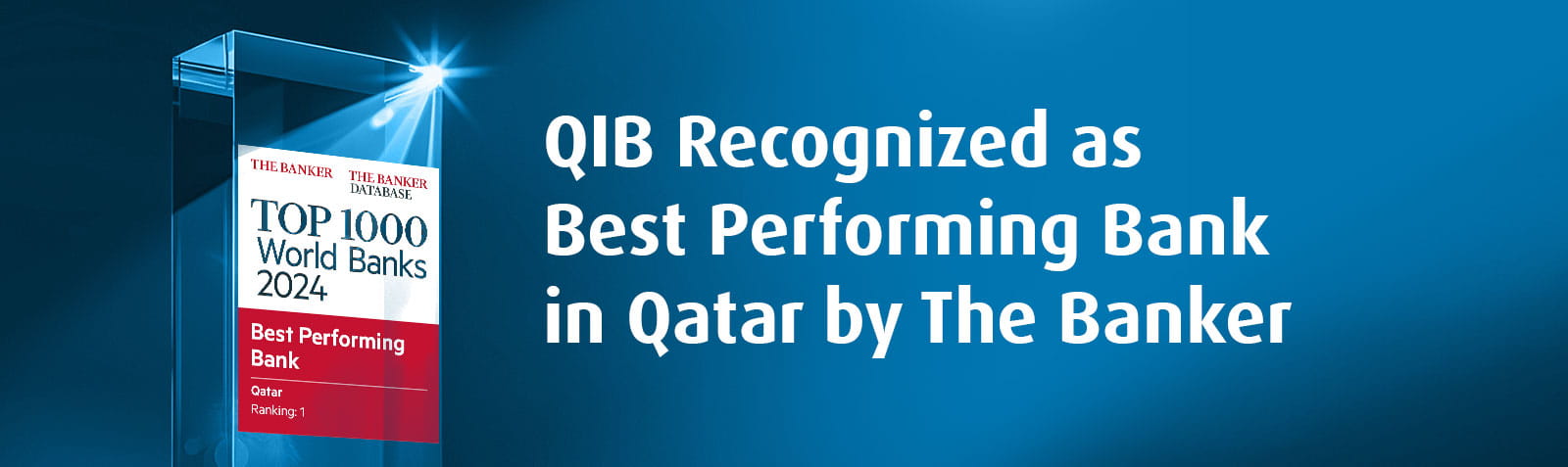 Home banner announcing best performing bank award