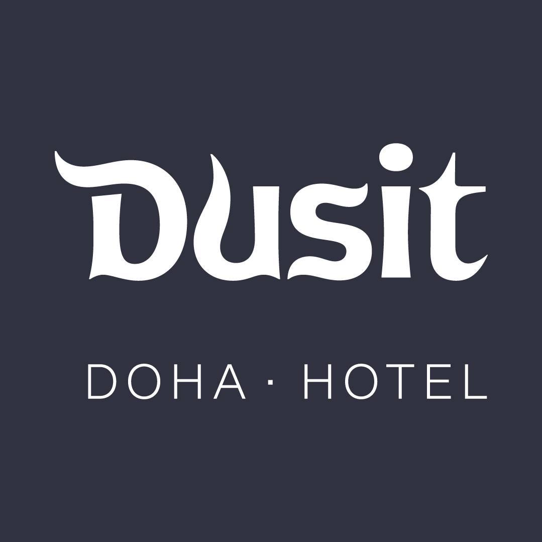 Hotel logo displaying Dusit Doha name.