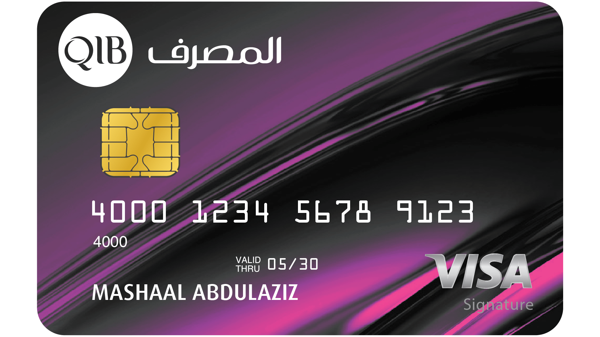 Isolated image of women's credit card showing full card front design.