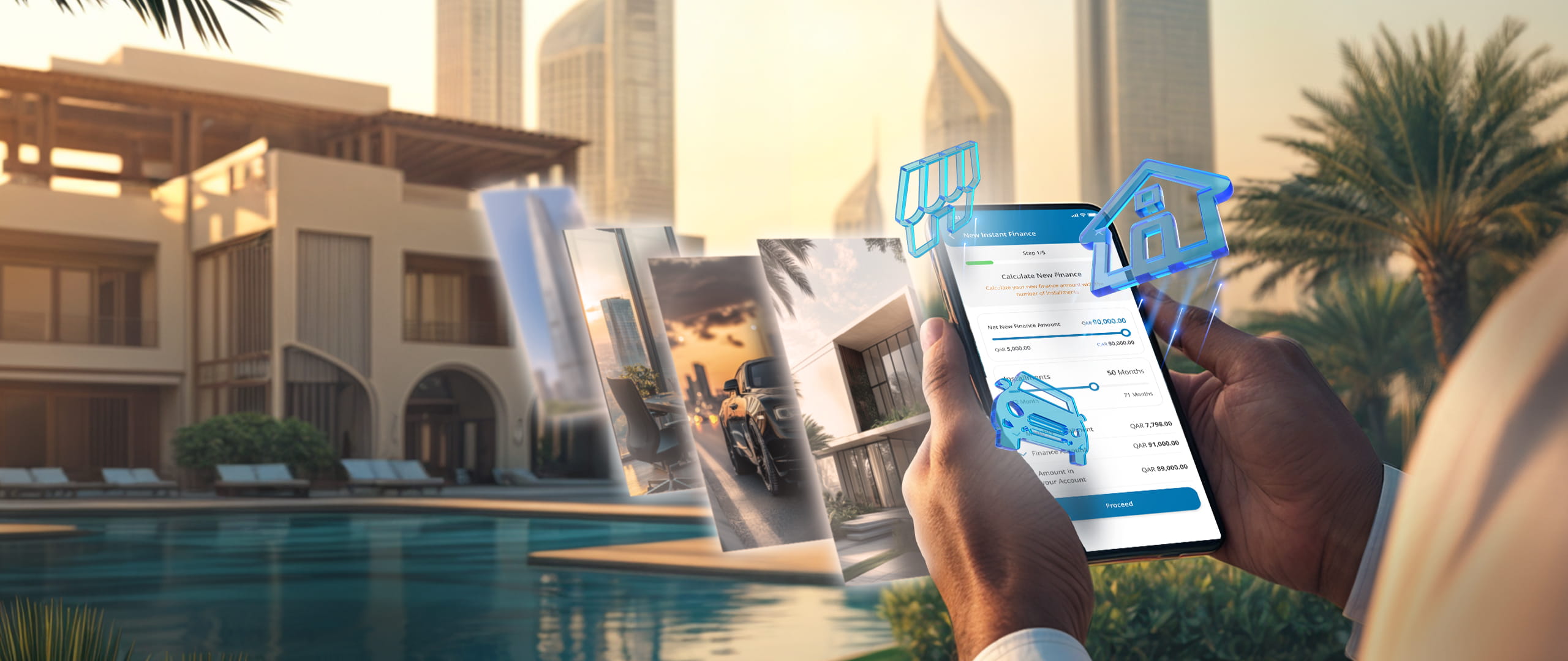 Banner promoting instant finance product.