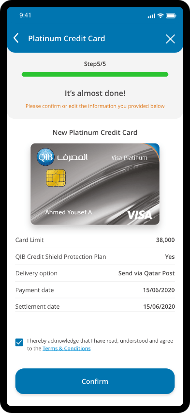 Duplicate credit card confirmation screen with review information and confirm button.