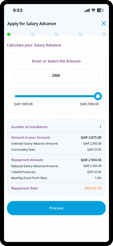 Lite App - Salary Advance Screen - English