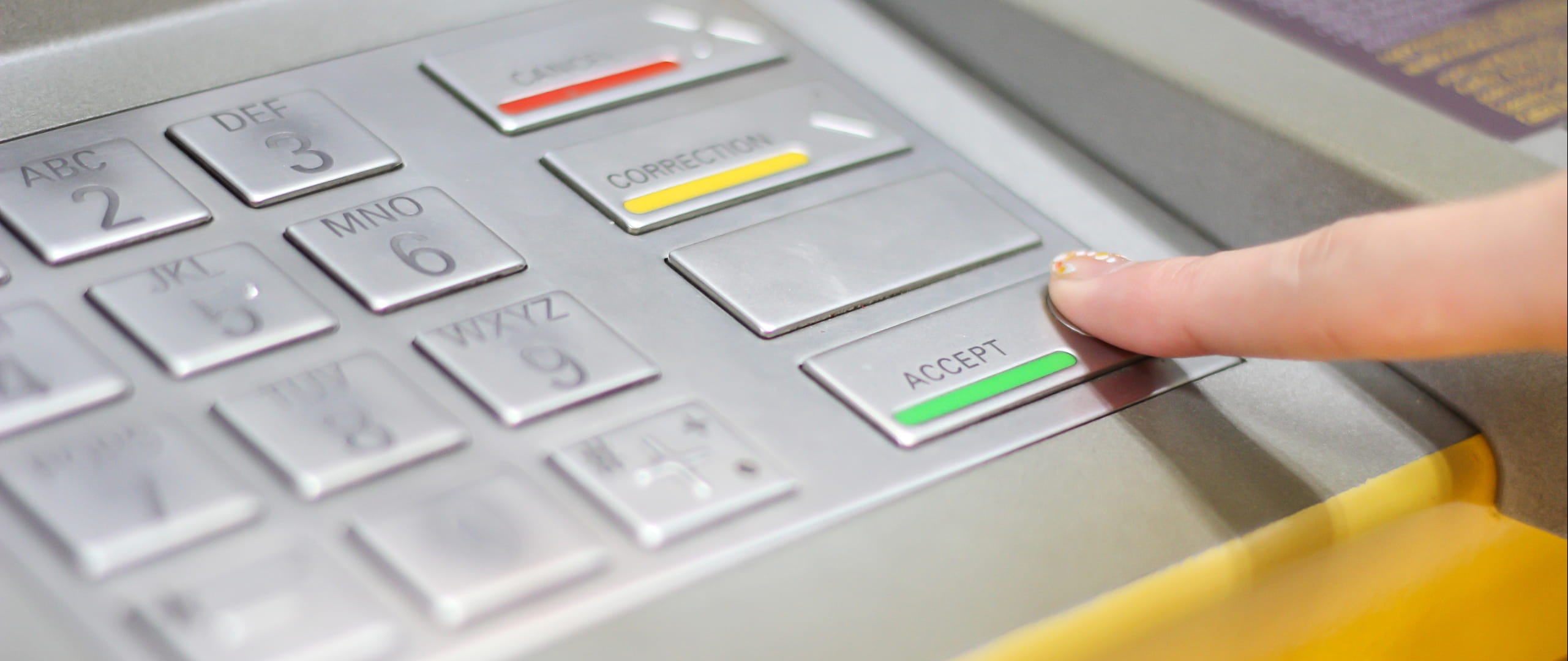 Banner showing branches, ATMs, and interactive teller machine services.